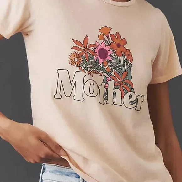 MOTHER Anthropologie The Itty Bitty Tee Flower Super Bloom Size S NWT - Picture 3 of 4